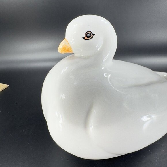 Vintage Italian Art Pottery Ruffled Fluffy Dove Large Hand Painted Pigeon Bird - Picture 3 of 15